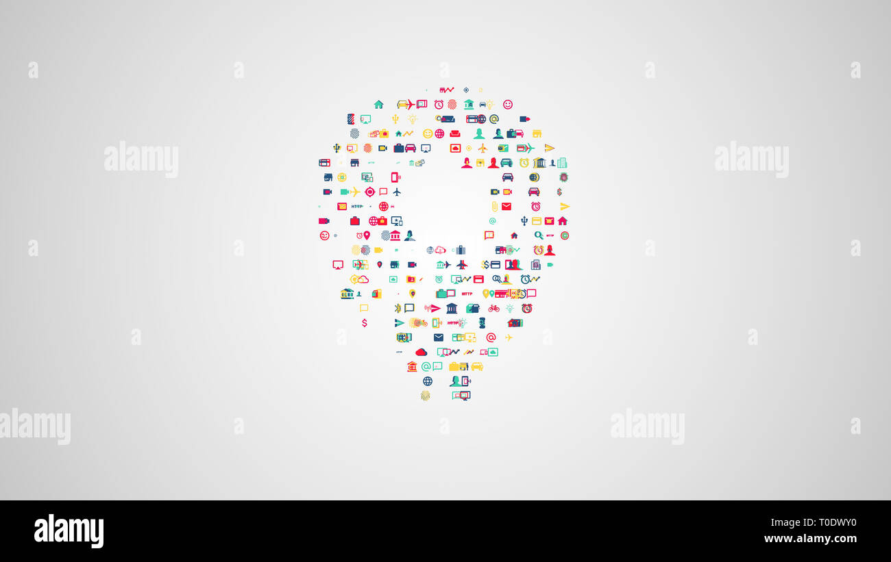 Geo Position aus Sätzen der Symbole des modernen Lebens Stockfoto