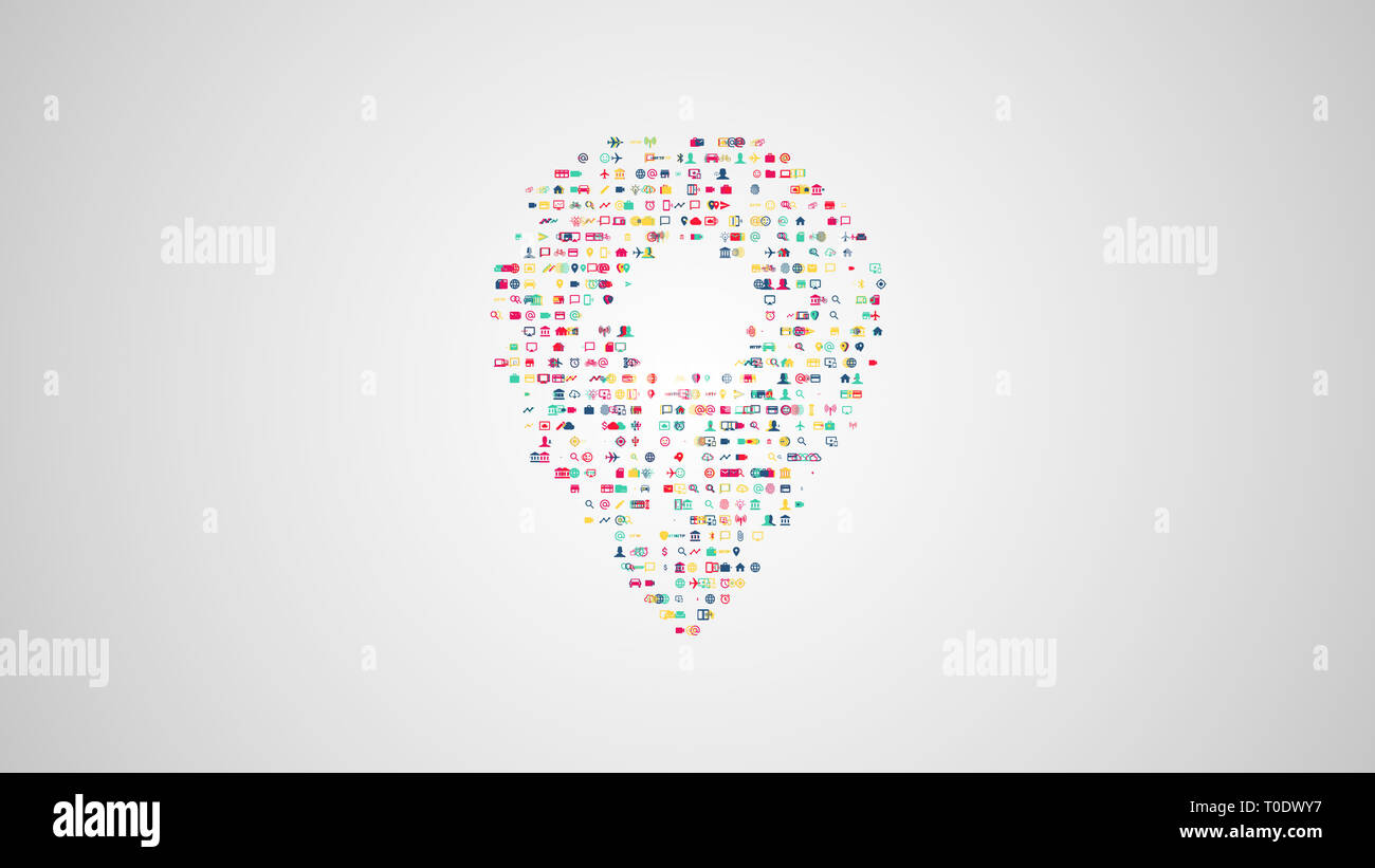 Geo Position aus Sätzen der Symbole des modernen Lebens Stockfoto