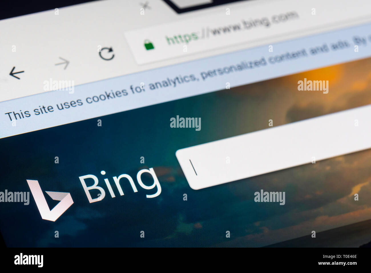 Bing Suchmaschine Website. Stockfoto