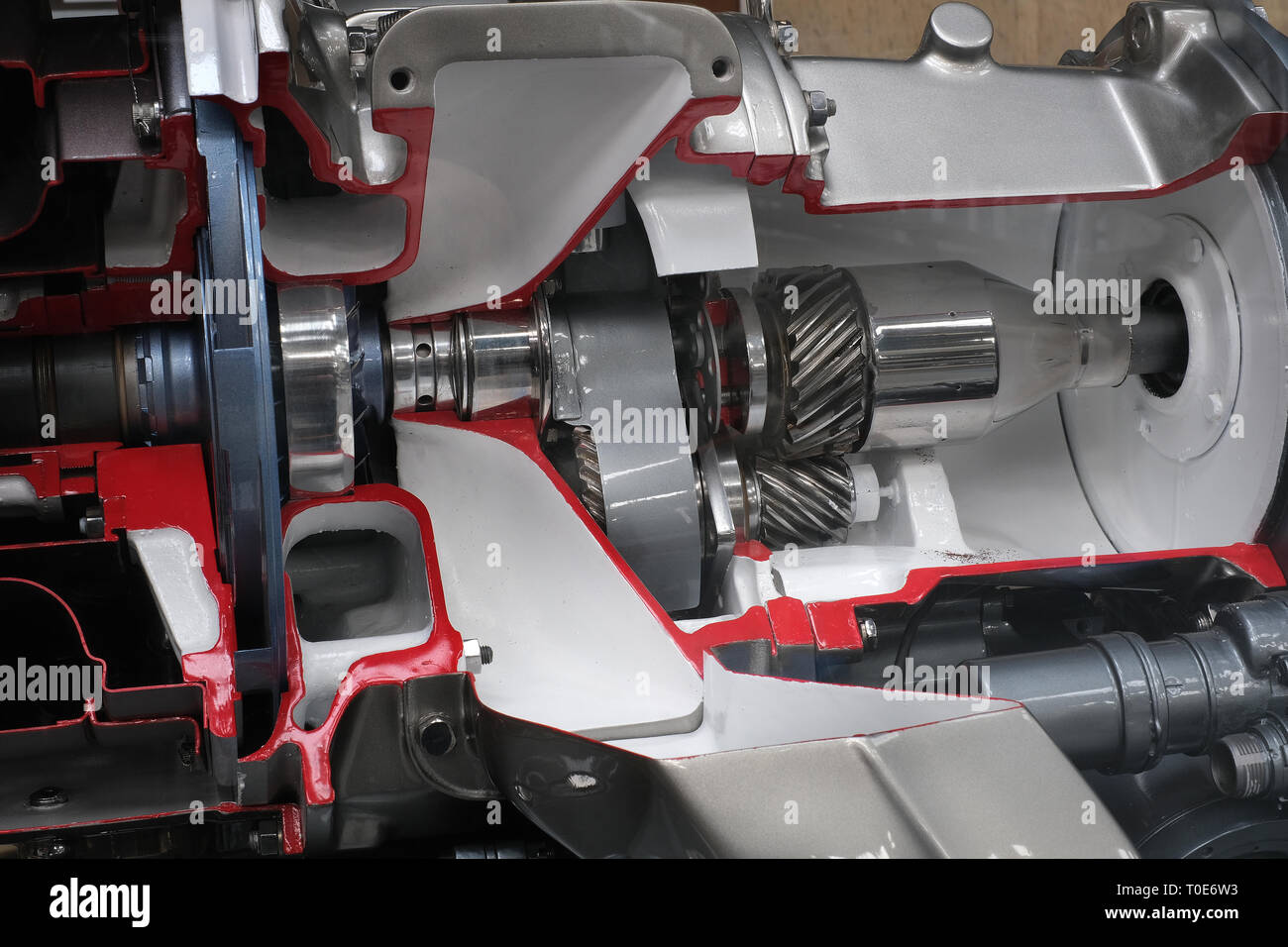 Detail der Verzahnung in der modernen Motor Turbo prop. Stockfoto