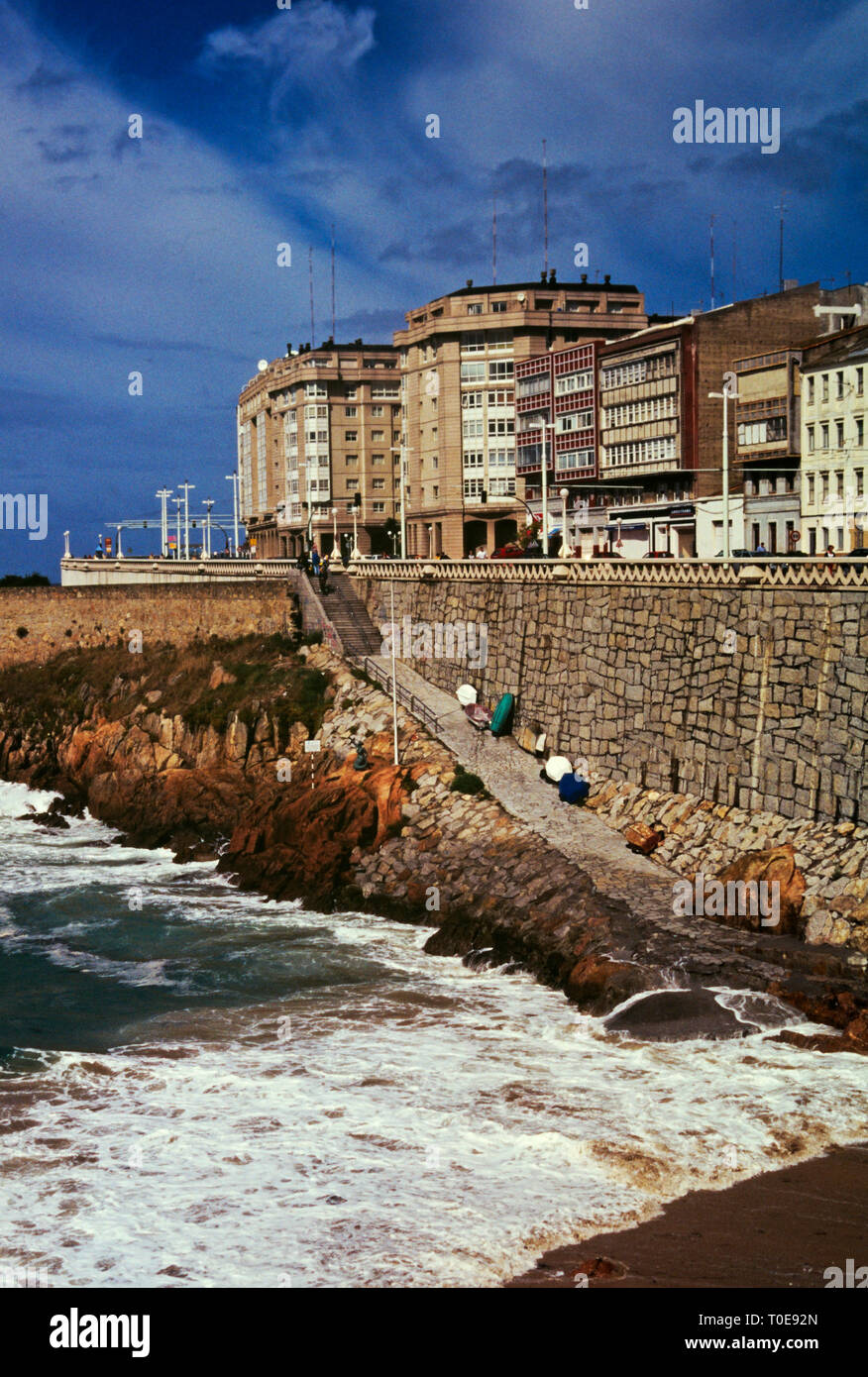 Playa del Matadero Strand in La Coruña entlang der atlantischen Küste von Galizien, Spanien Stockfoto