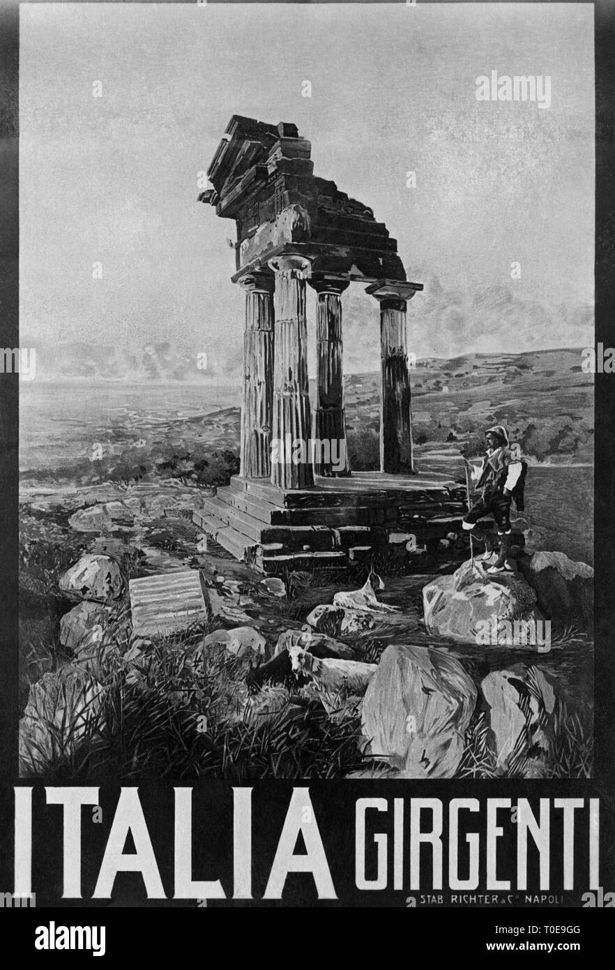 Tempel der Dioskuren, Agrigento, Sizilien 1934 Stockfoto