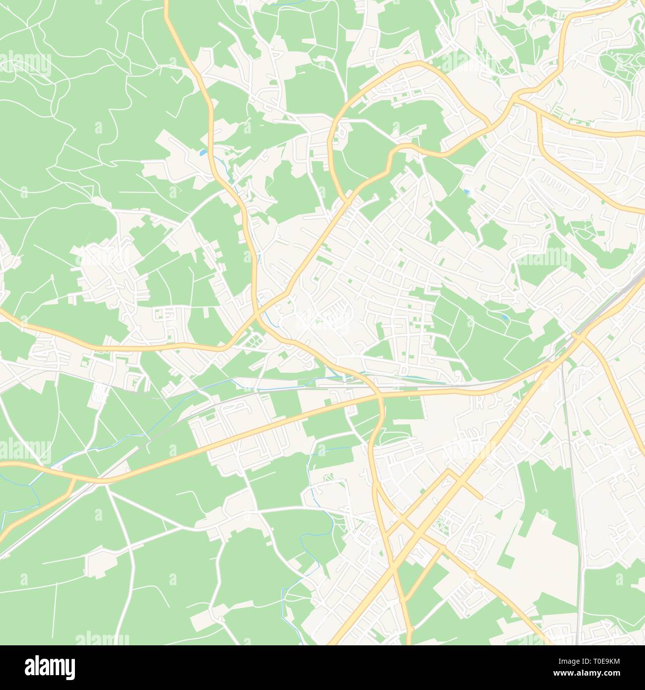 Druckbare Karte von Leonding, Österreich mit Haupt- und Nebenstraßen und größere Bahnen. Diese Karte ist sorgfältig für Routing und Inverkehrbringen individua konzipiert Stock Vektor