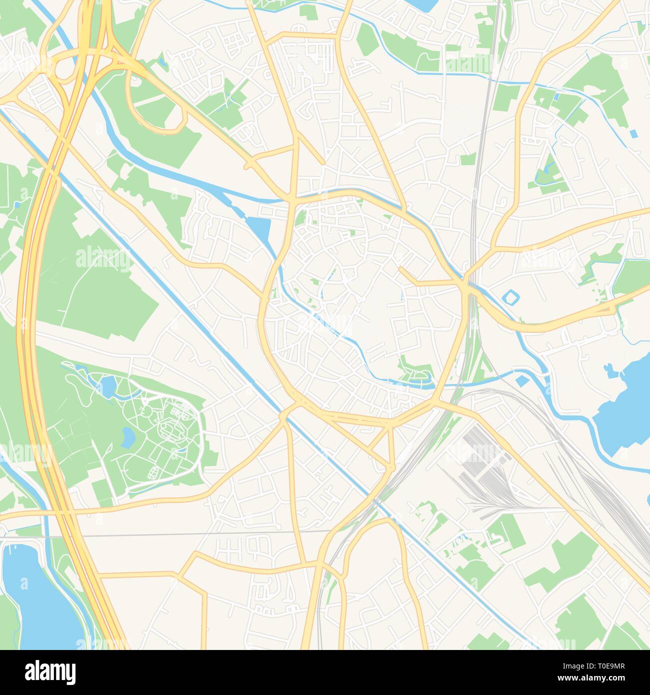 Druckbare Karte von Mechelen, Belgien mit Haupt- und Nebenstraßen und größere Bahnen. Diese Karte ist sorgfältig für Routing und Inverkehrbringen Champagnerkelch konzipiert Stock Vektor
