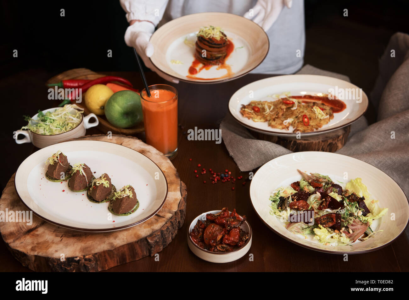 Gesunde vegetarische Nahrungsmittel Stockfoto