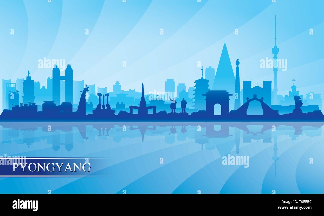 Pjöngjang Skyline der Stadt Silhouette Hintergrund, Vector Illustration Stock Vektor