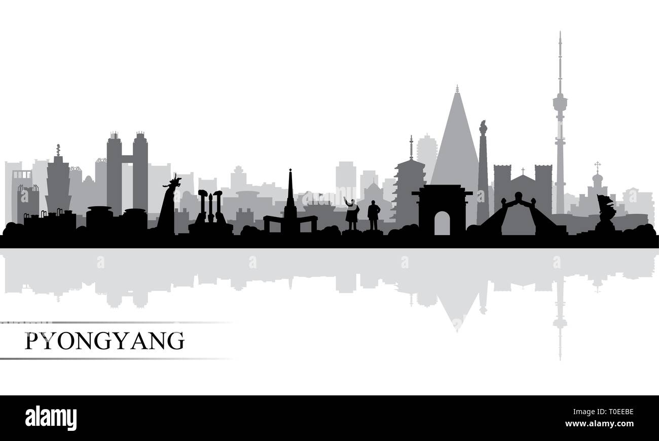 Pjöngjang Skyline der Stadt Silhouette Hintergrund, Vector Illustration Stock Vektor