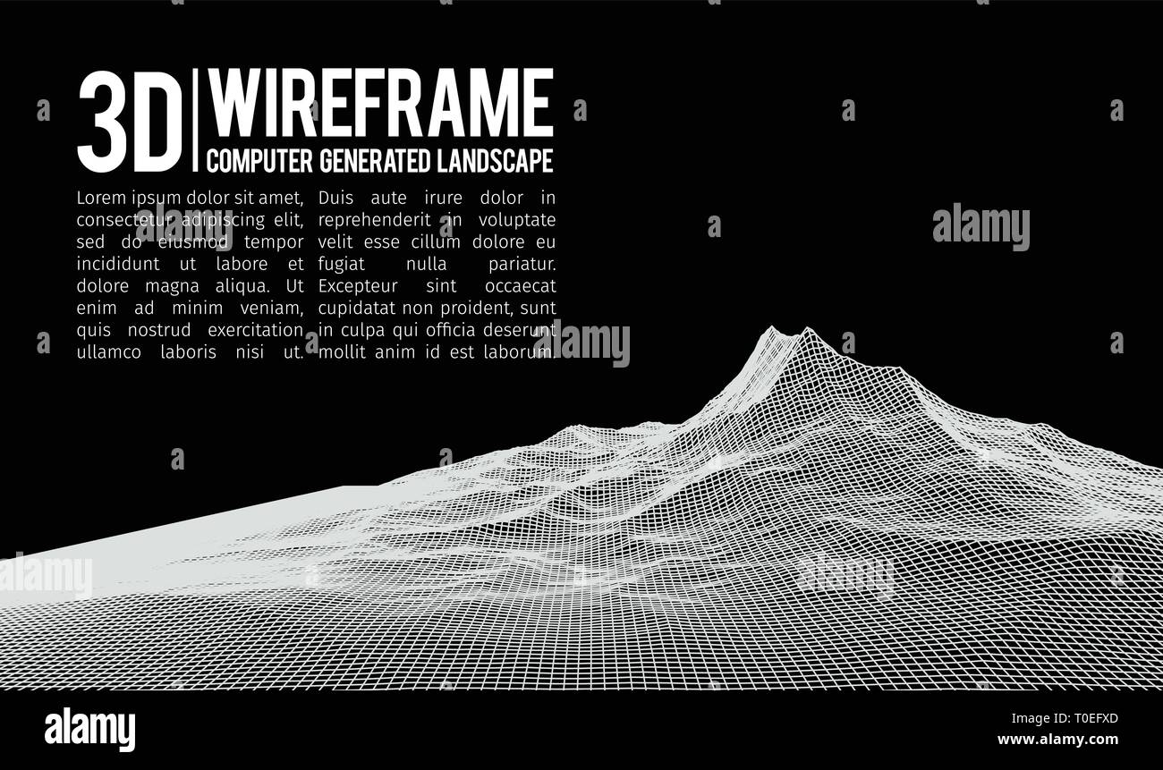 Abstract vector Landschaft Hintergrund. Cyberspace Landschaft Grid. 3d-technologie Vector Illustration. Stock Vektor
