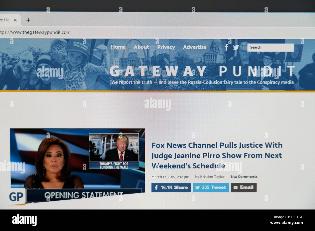 Gefälschte Nachrichten Aufstellungsort gateway pundit Stockfoto