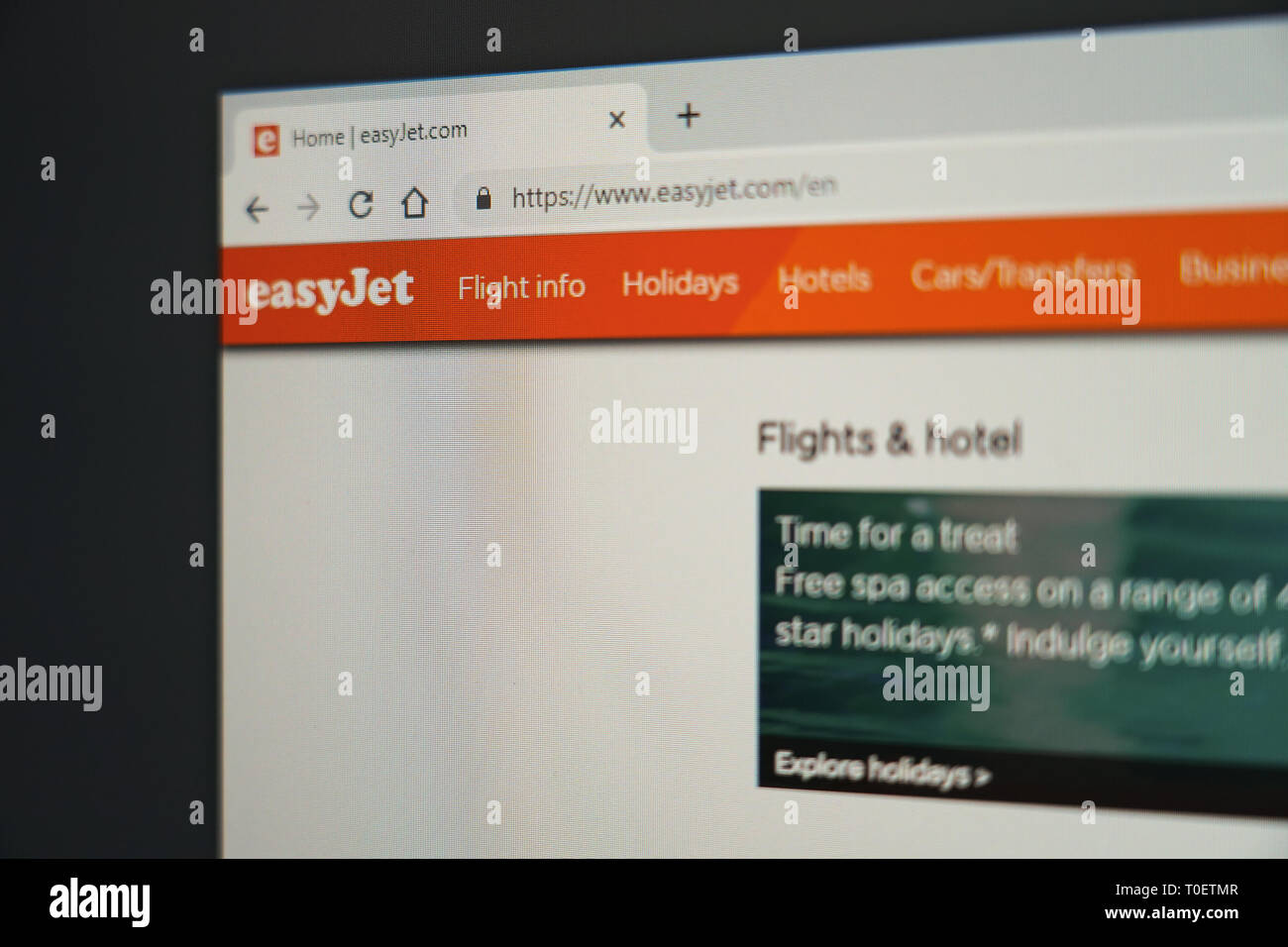 Easyjet Haushalt flug und hotel Travel Website Stockfoto