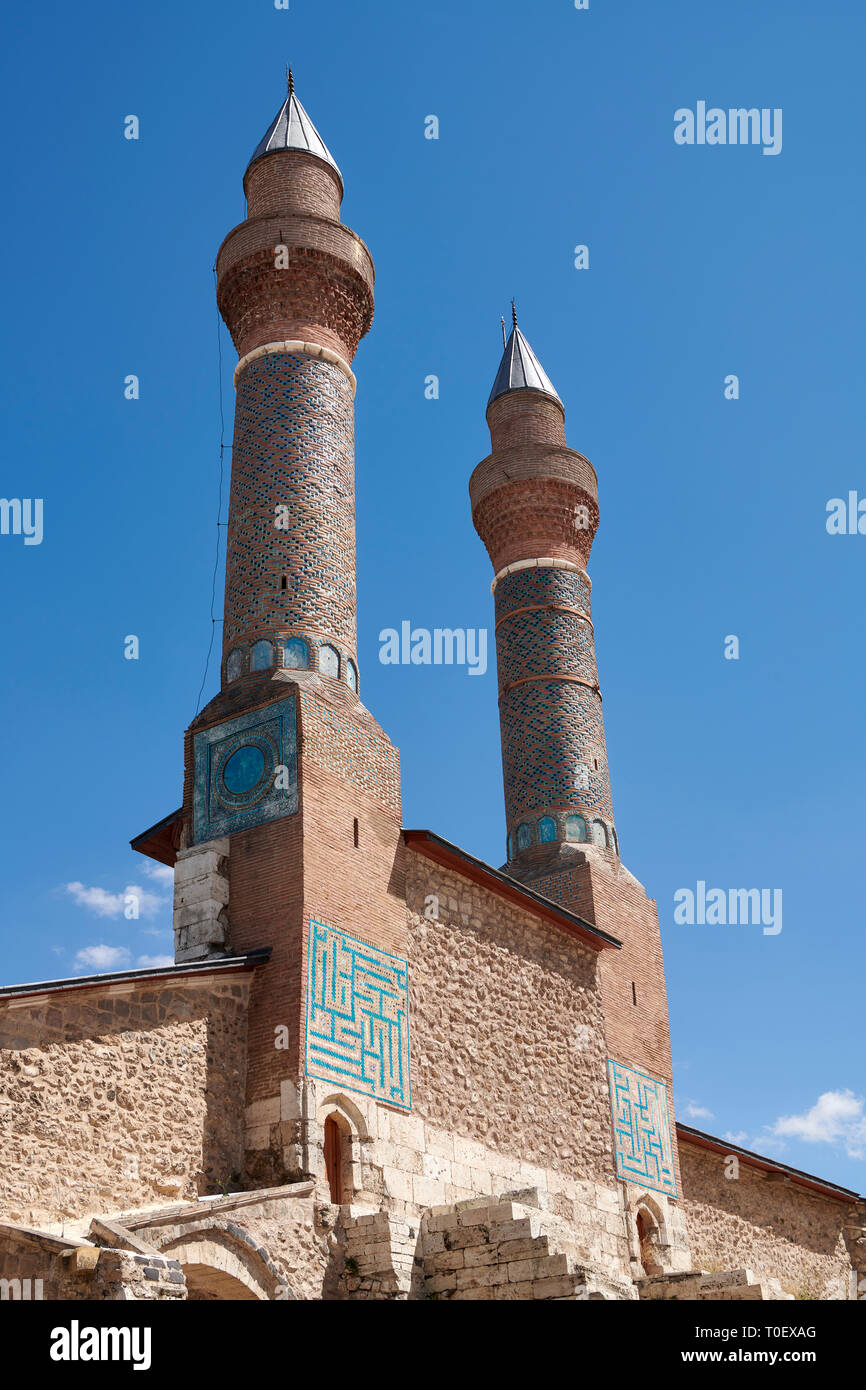 Die minarette der Gökmedrese oder Gök Medrese Sivas, Türkei Stockfoto
