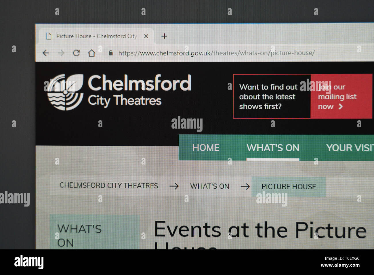 Chelmsford Picturehouse website Stockfoto