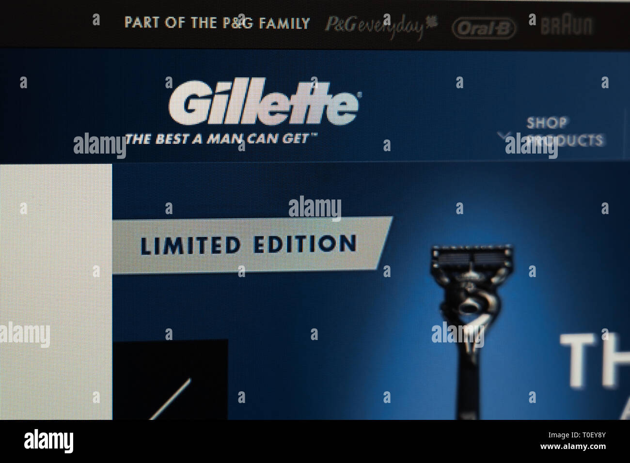 Gillette website Stockfoto