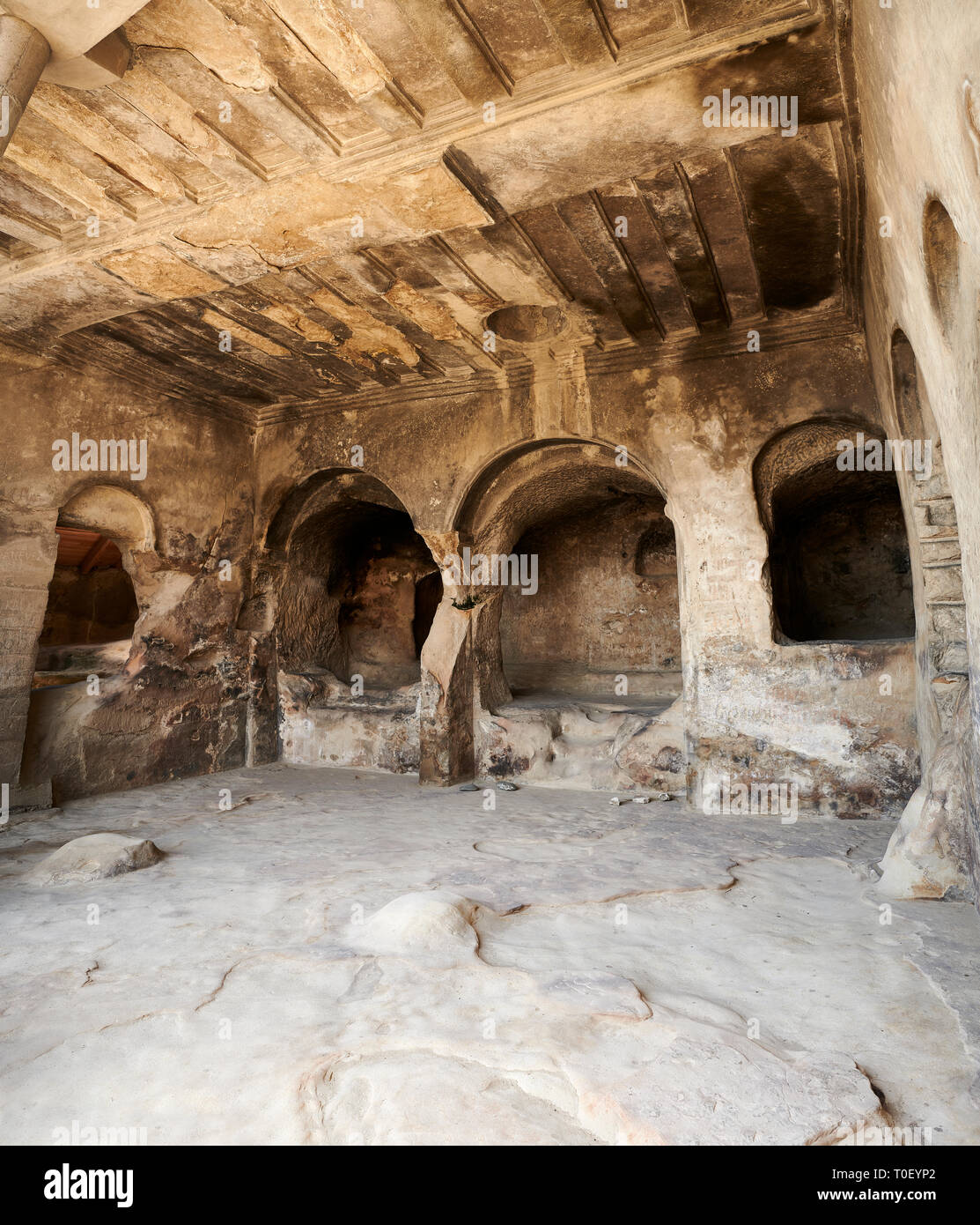 Bild-und-Bild von Königin Tamar Halle Innenraum, Uplistsikhe (Herren Festung) troglodyte Cave City, in der Nähe von Gori, Shida Kartli, Georgia. UNESCO-Heri Stockfoto