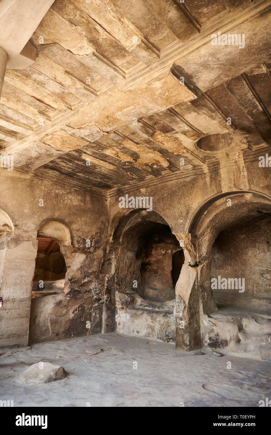 Bild-und-Bild von Königin Tamar Halle Innenraum, Uplistsikhe (Herren Festung) troglodyte Cave City, in der Nähe von Gori, Shida Kartli, Georgia. UNESCO-Heri Stockfoto