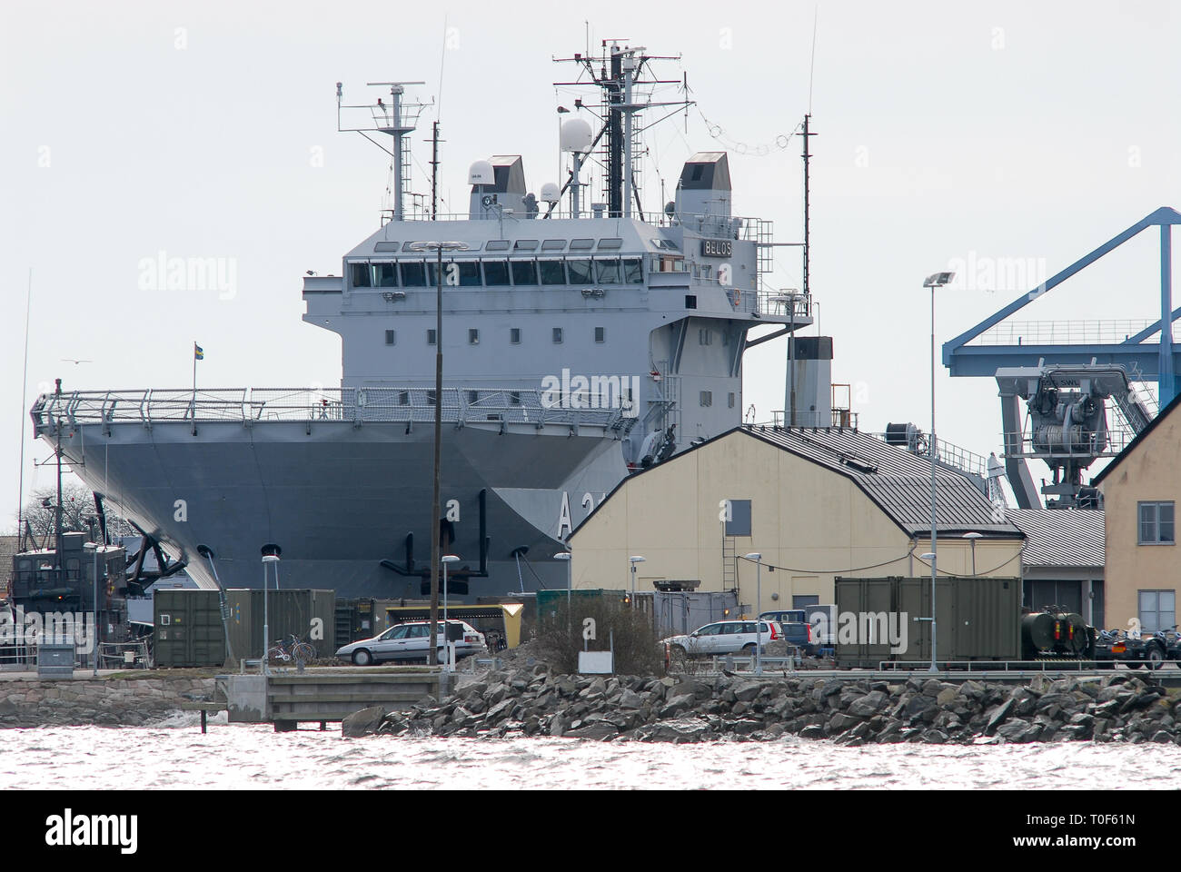 HSwMS Belos eine 214 u-boot Rettung Schiff im 1. U-Boot Flotille der Schwedischen Marine in Karlskrona Karlskrona örlogsbas (Naval Base) aufgeführten Weltkulturerbe Stockfoto