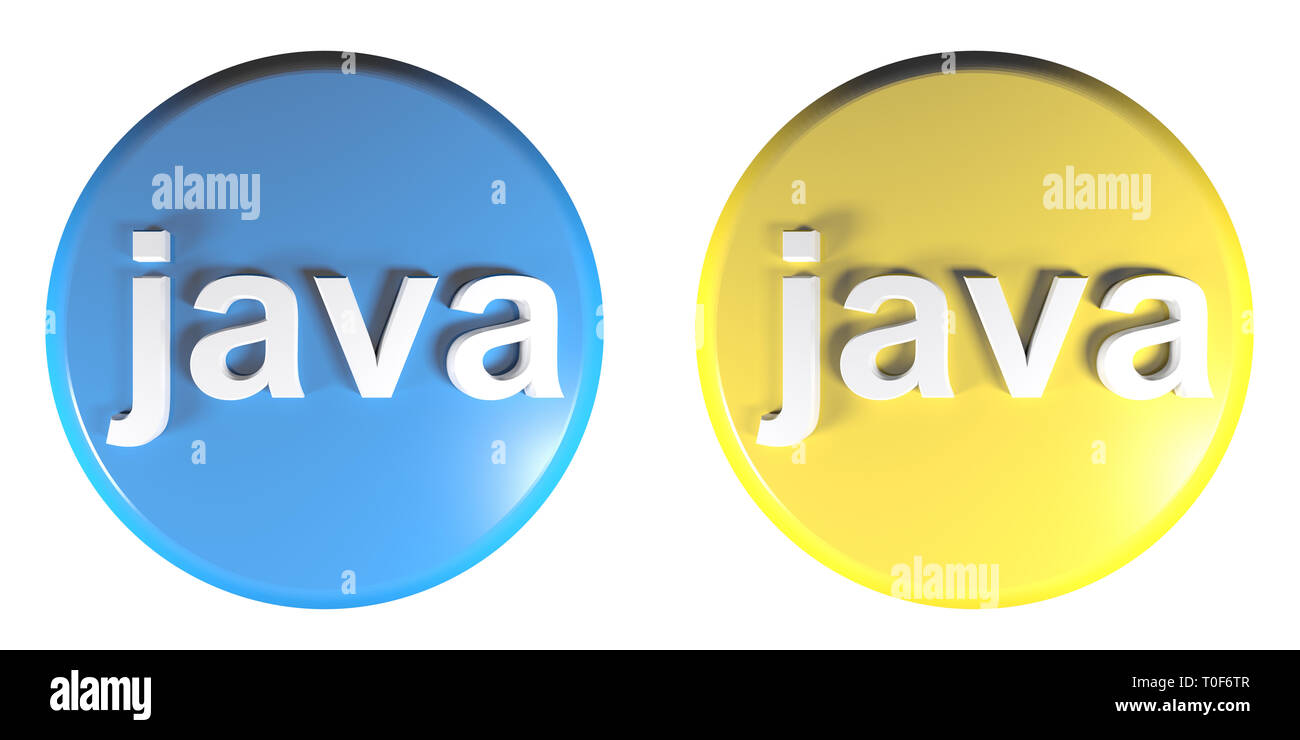 Blau-gelben Kreis JAVA Taster - 3D Rendering illustration Stockfoto