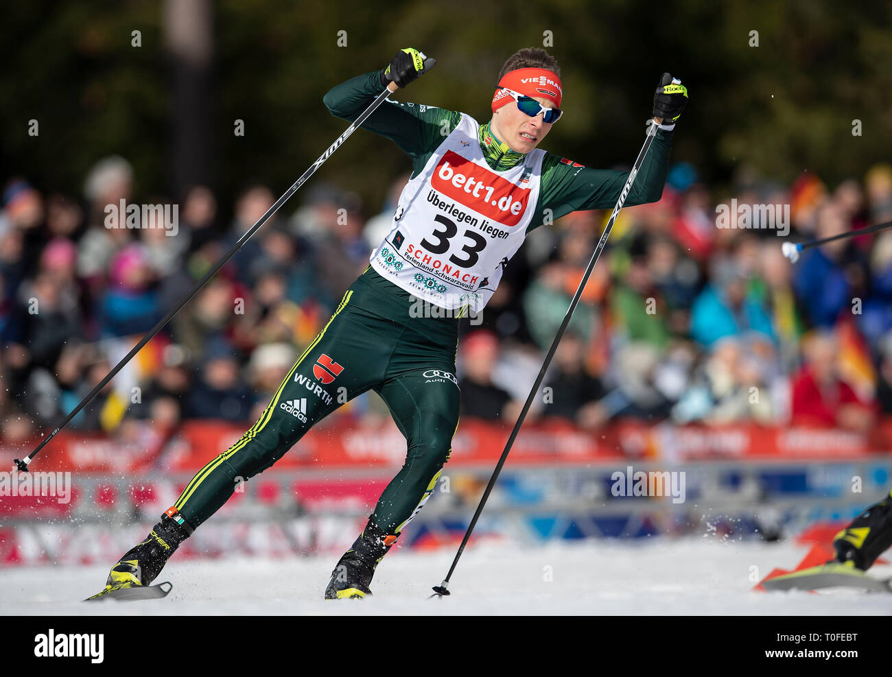 Nach Scho, Deutschland. 16 Mär, 2019. David mach (GER) Förderung, Individuell Individuelle Gundersen, Cross Country 10 km, Schwarzwaldpokal, 16.03.2019. FIS Weltcup Nordische Kombination 15-17.03.2019 in Schoafter/Deutschland. Ã Â | Nutzung der weltweiten Kredit: dpa/Alamy leben Nachrichten Stockfoto