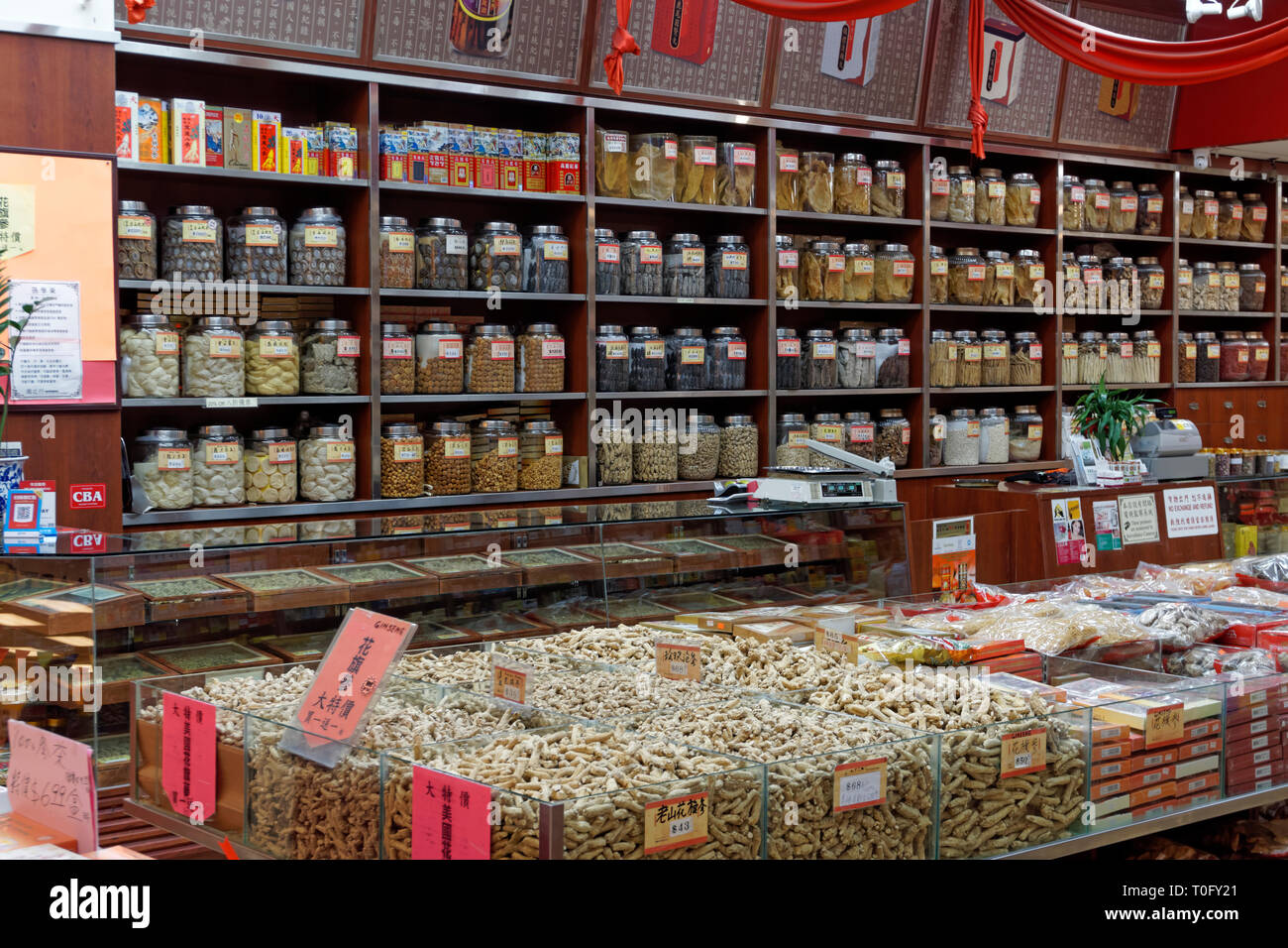 Innenraum eines traditionellen chinesischen Medizin Shop in Richmond, Vancouver, British Columbia, Kanada Stockfoto