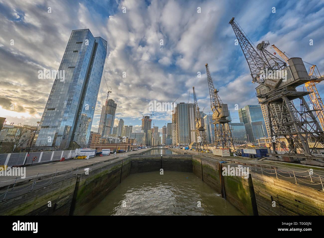 Blackwall Basin Canary Wharf Stockfoto