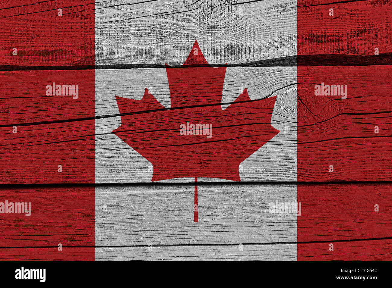 Kanada Flagge auf alten Laufbelag gemalt. Patriotischen Hintergrund. Nationalflagge von Kanada Stockfoto