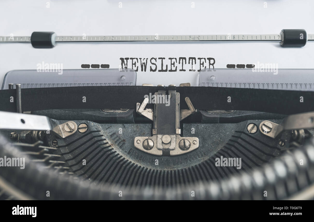 Wort NEWSLETTER auf alten Schreibmaschine geschrieben Stockfoto