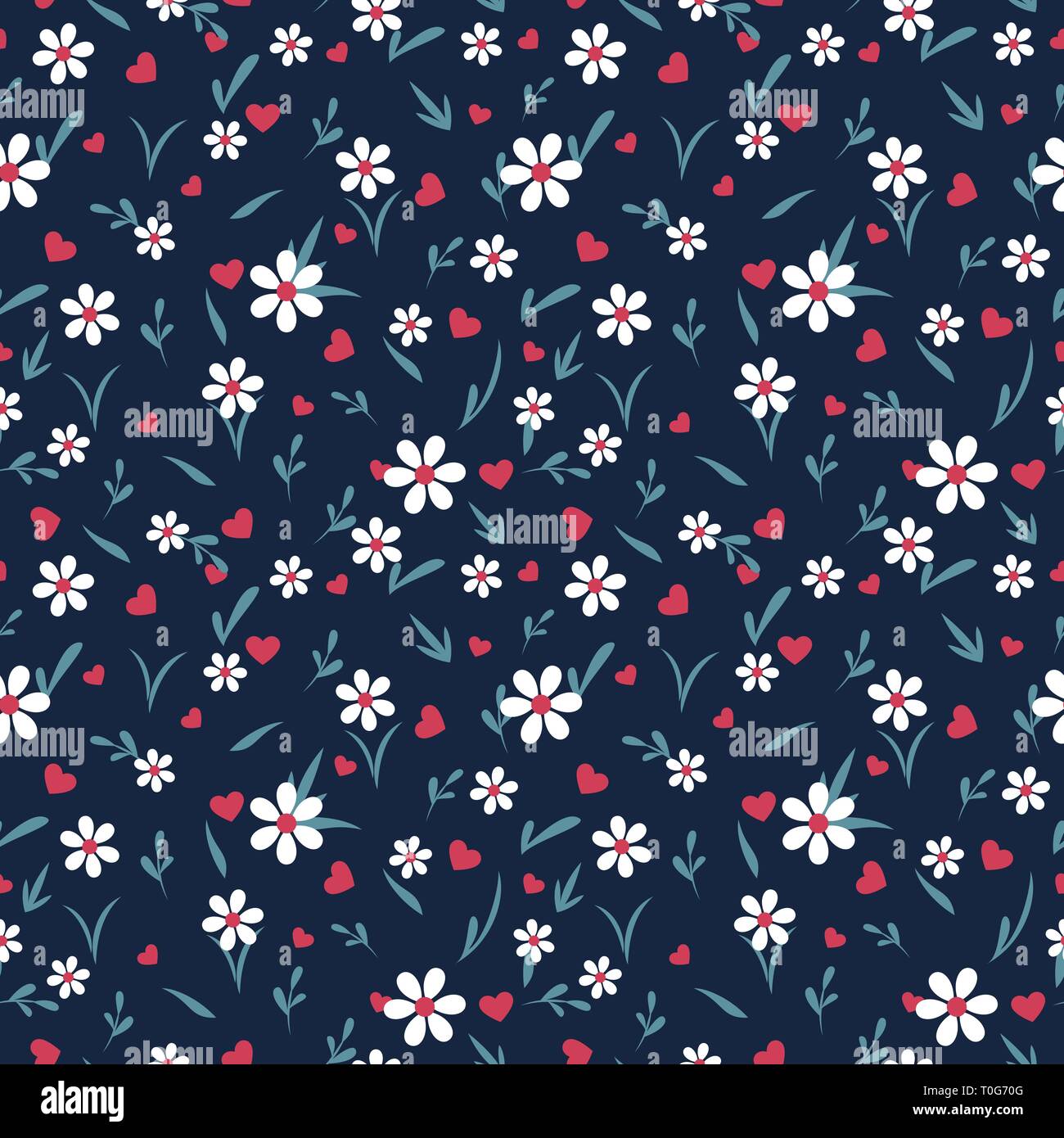 Valentines Tag themed Herzen und Blumen nahtlose Muster Stock Vektor