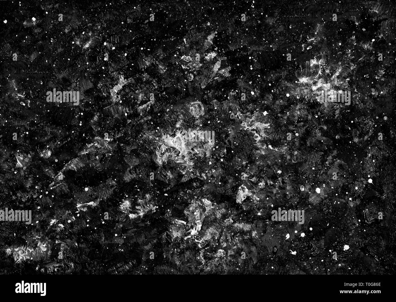Zusammenfassung Hintergrund schwarz und weiß mit Platz Textur. Hintergrund mit Sternen, Planeten und Galaxien. Stockfoto