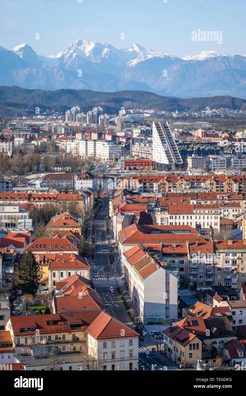 Porträt Blick vom Schloss über der Altstadt Ljubljanas Kamnik - Savinja-alpen in Slowenien, Europa Stockfoto