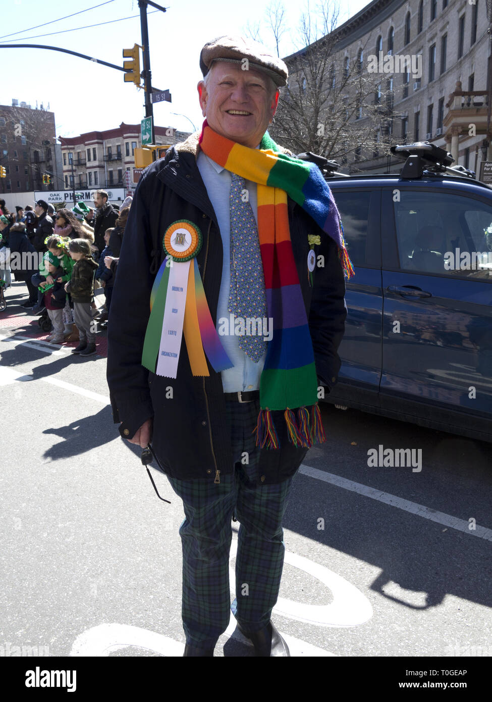 Erste LGBTQ Gruppe bis März unter Ihren eigenen Banner in der Vierundvierzigsten Geschichte des Irischen Amerikanischen Tag/Brooklyn St. Patrick's Day Parade auf 3/17/19. Stockfoto