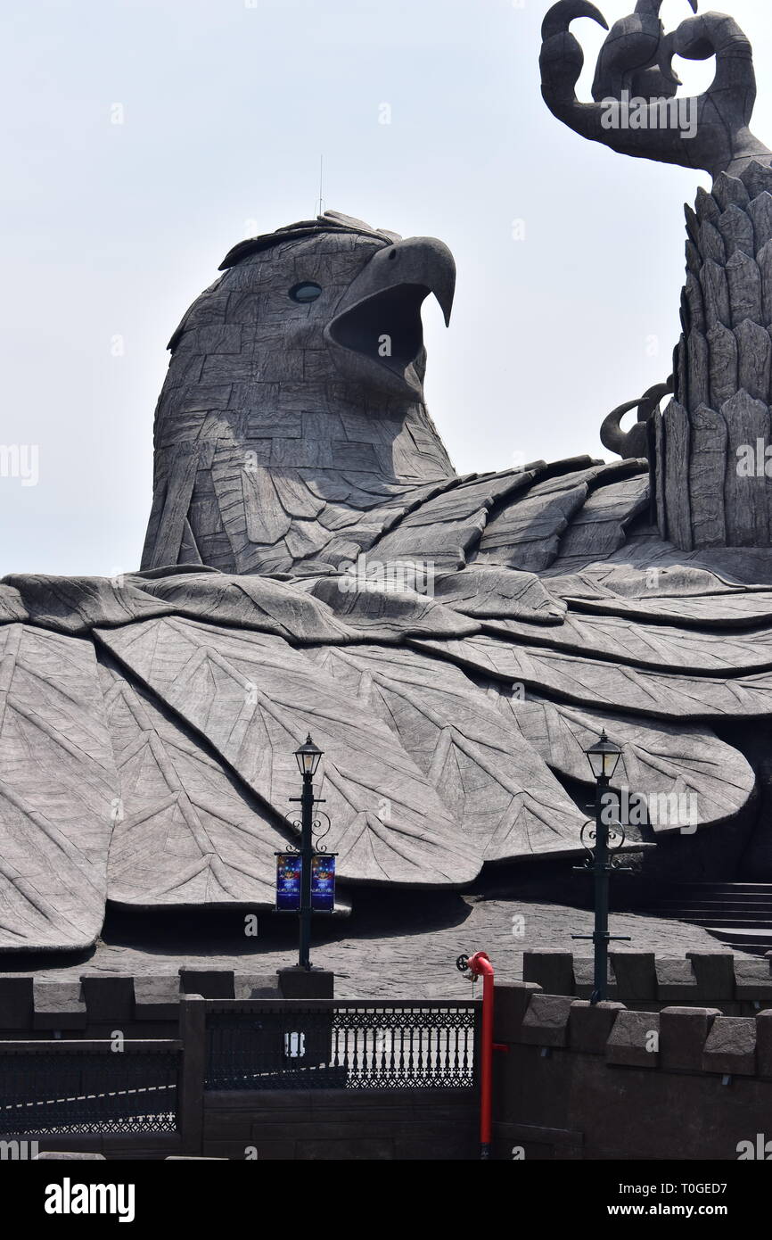 Kollam, Kerala, Indien - 2. März 2019: Jatayu Adventure Center Stockfoto