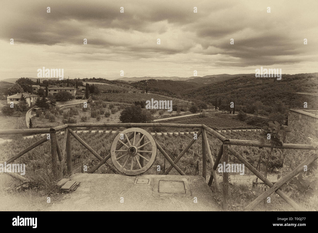 Ein Weingut in der Toskana, Italien. Stockfoto