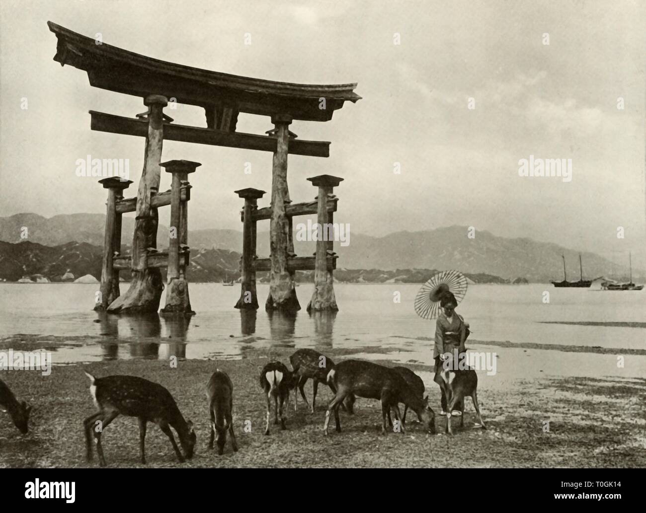 "Die Alten Torii von Miyajima', 1910. Schöpfer: Herbert Ponting. Stockfoto