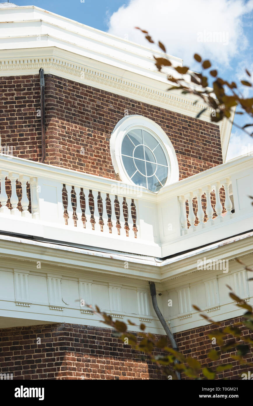 Trompe l'Oeil Balustrade gestaltet von Thomas Jefferson, Monticello. Charlottesville, Virginia, USA, verschiedene Winkel Stockfoto