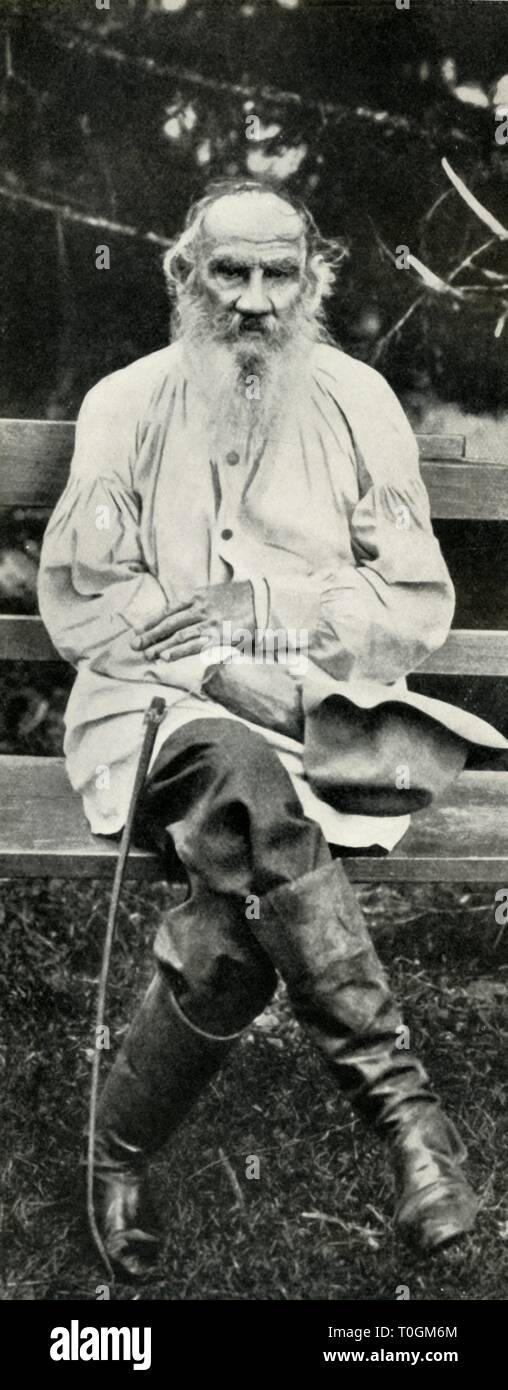 Leo Tolstoi, c 1908 (1947). Schöpfer: Sergey Mikhaylovich Prokudin-Gorsky. Stockfoto