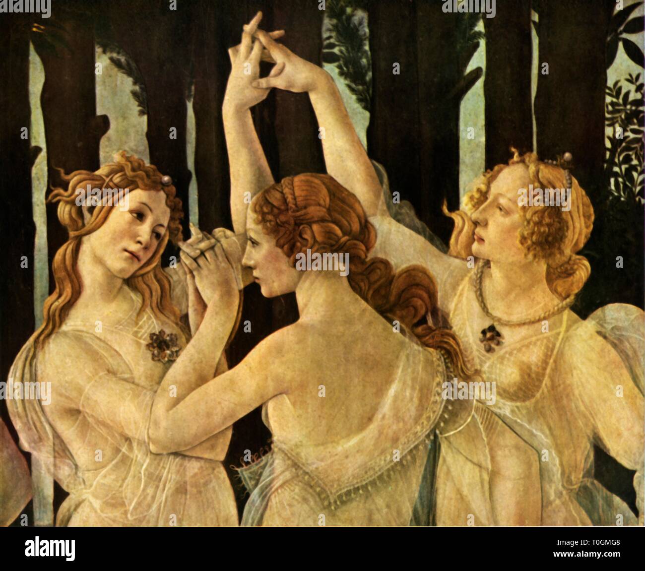 Die drei Grazien, Detail von 'Primavera', c1478, (1937). Schöpfer: Sandro Botticelli. Stockfoto