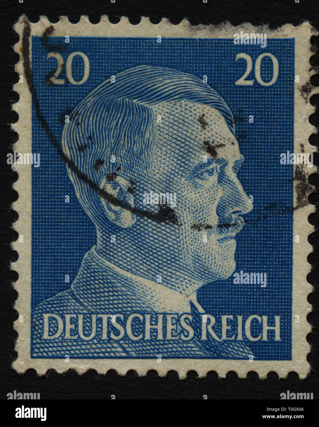 Ns-DEUTSCHLAND - ca. 1941. Briefmarke mit dem Porträt von Adolf Hitler ein deutscher Politiker und Führer der Nsdap 1933-1945. Stockfoto
