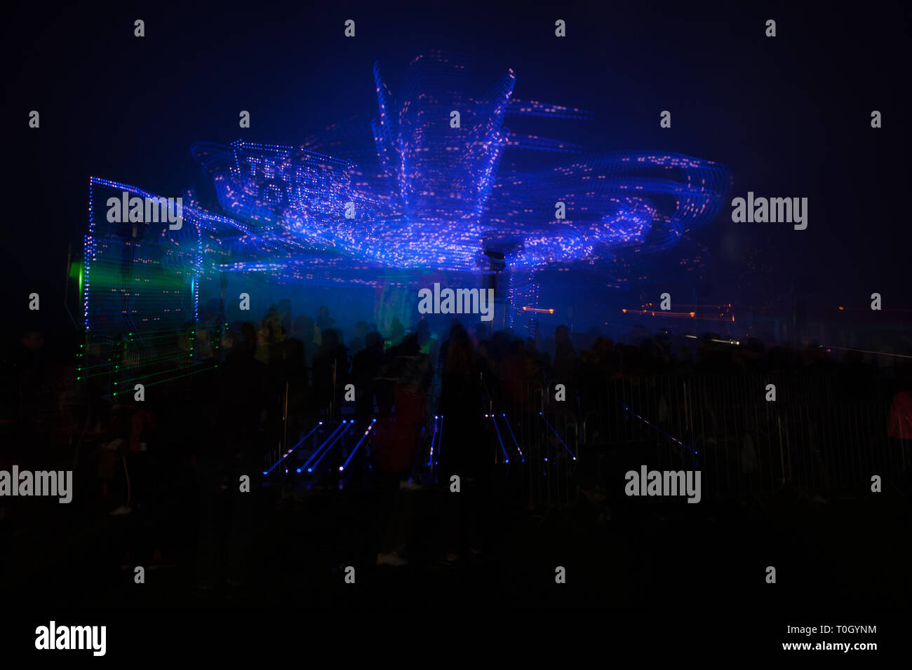 Eine bunte Messe Fahrt mit einer langen Belichtungszeit Glasgow Stockfoto