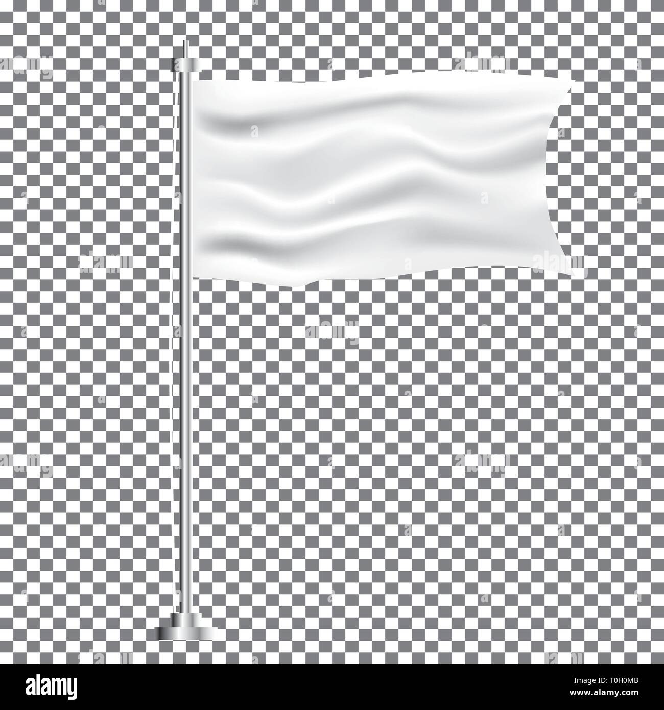 Weiß Textil schwenkten Leer Flagge auf Transparenten Hintergrund. Vector Illustration. Stock Vektor