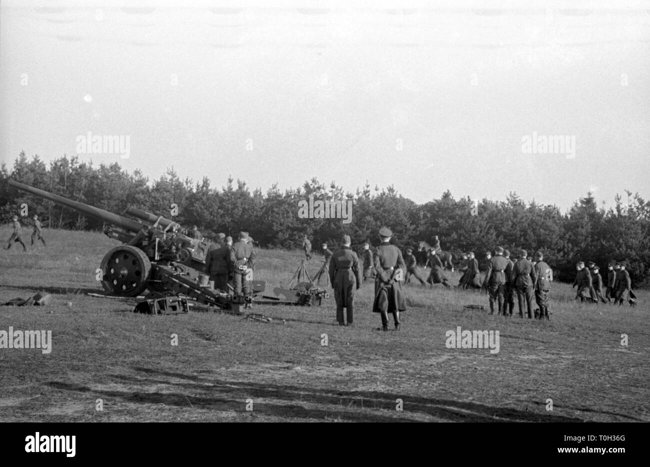 Wehrmacht Heer Schwere Kanone s.K 18 10 cm (10,5 cm) - Deutsche Armee Schwere Kanone sK 18 10 cm (10,5 cm) Stockfoto