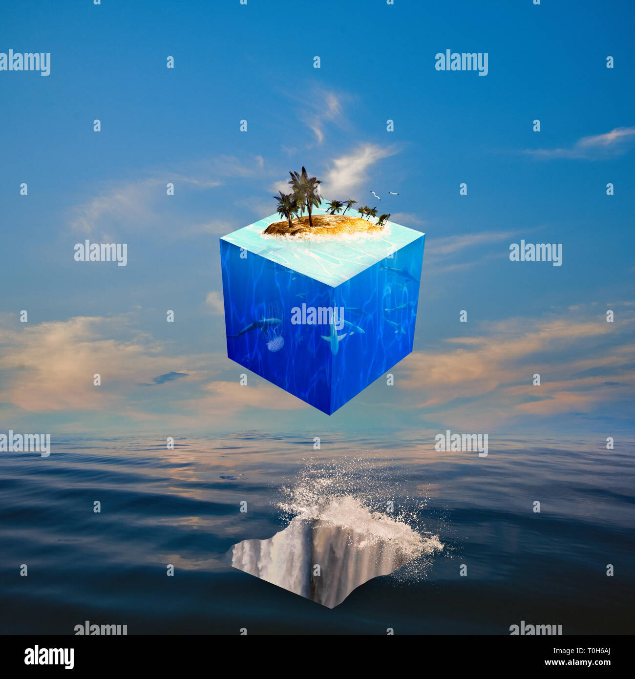 Ökobilanz mit Cube Welt. Abstrakte natürlichen Hintergründe Stockfoto