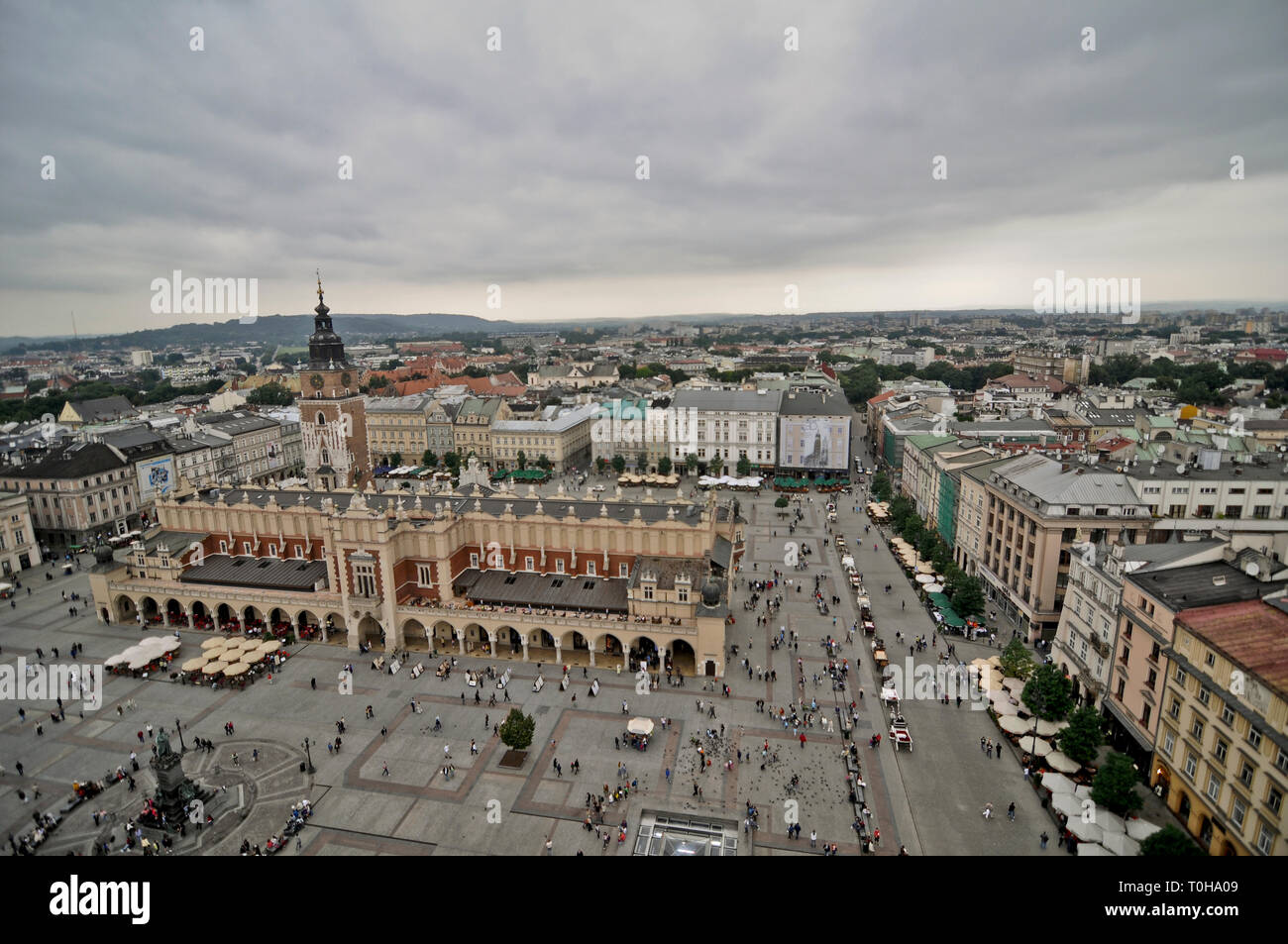 Krakauer Hauptmarkt, Luftaufnahme, Polen Stockfoto