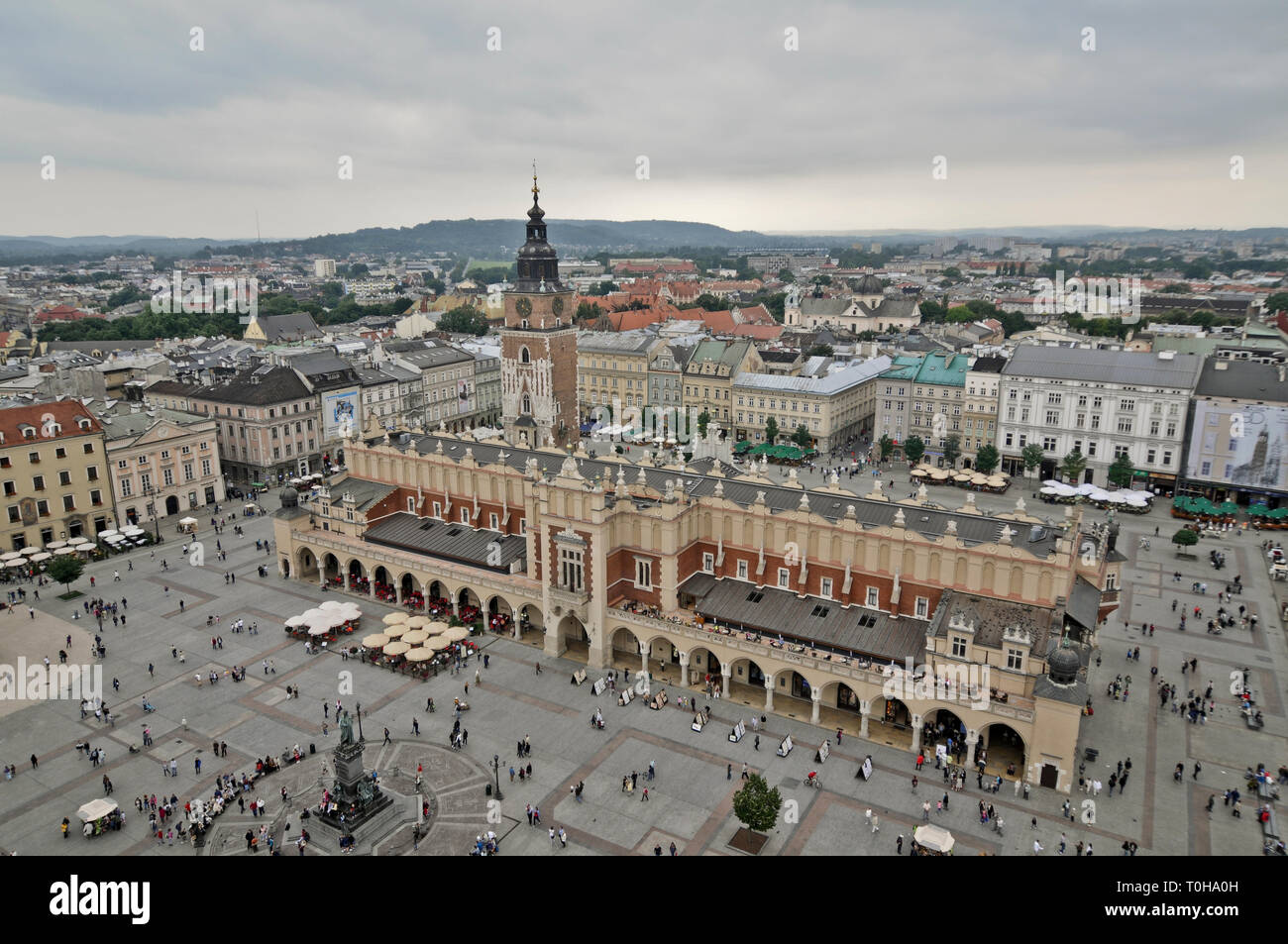 Krakauer Hauptmarkt, Luftaufnahme, Polen Stockfoto