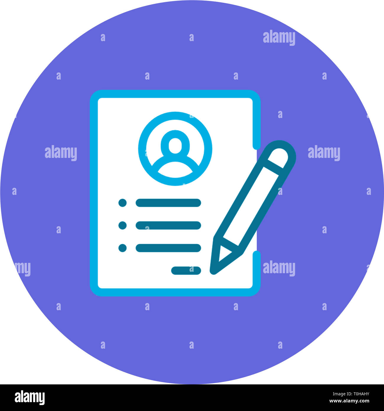 Lebenslaufprofil bio Daten Symbol für Android und IOS mobile App und Web Design und Entwicklung Stockfoto