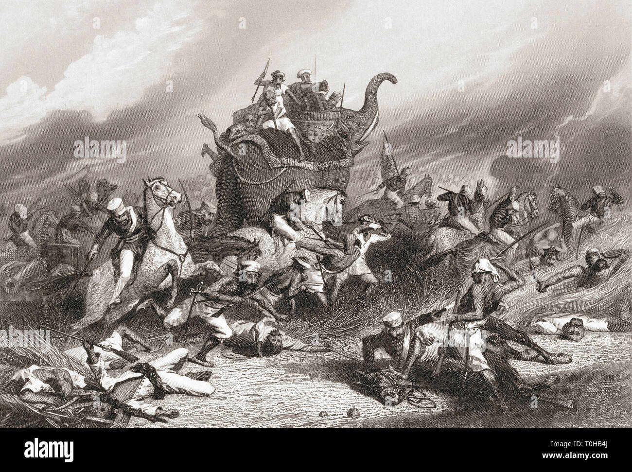 Niederlage der Peshwas Armee vor jhansi von General Rose, Indien, Asien, 1858 Stockfoto