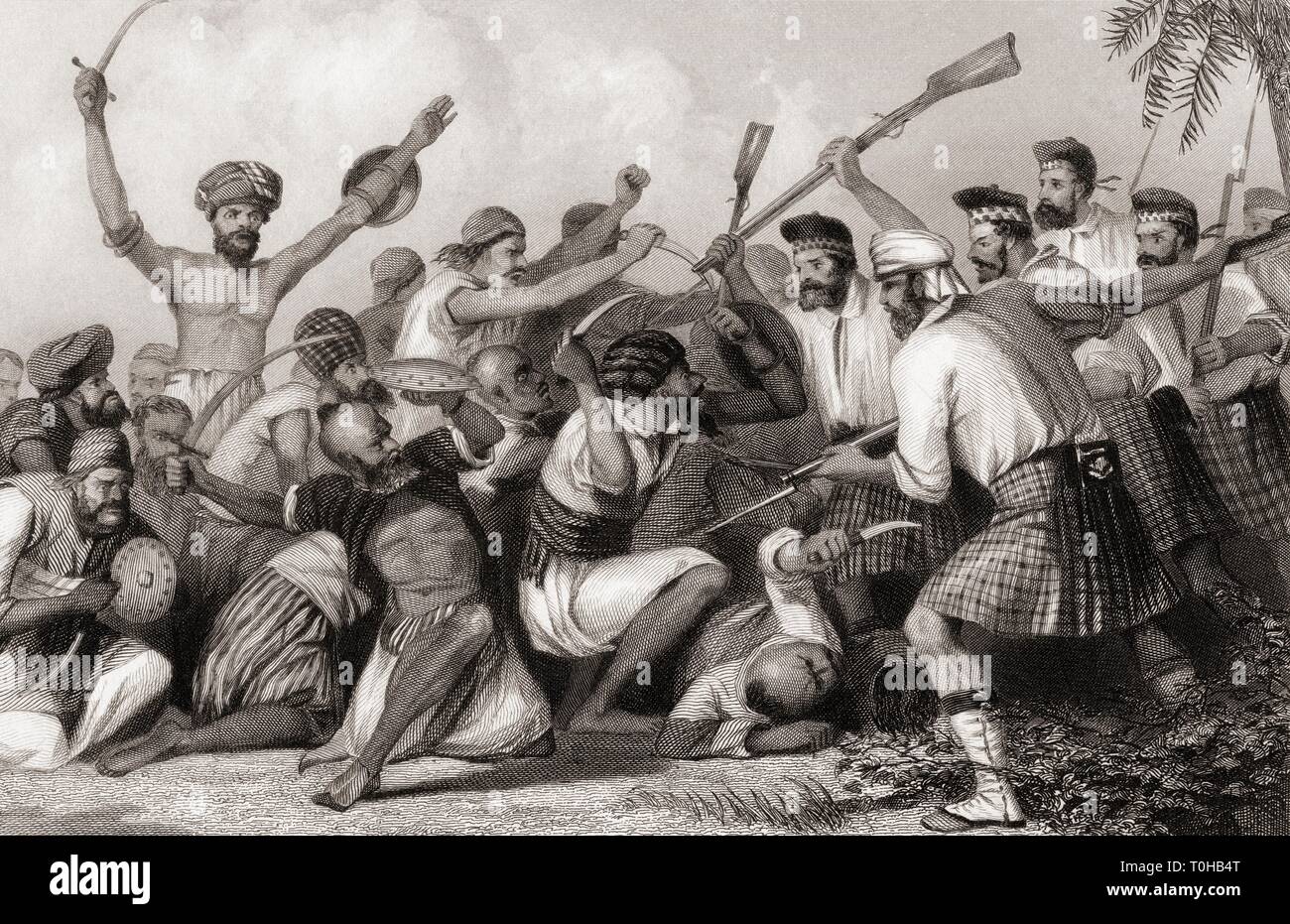 Konflikt mit Ghazees vor Bareilly, Indien, Asien, 1858 Stockfoto