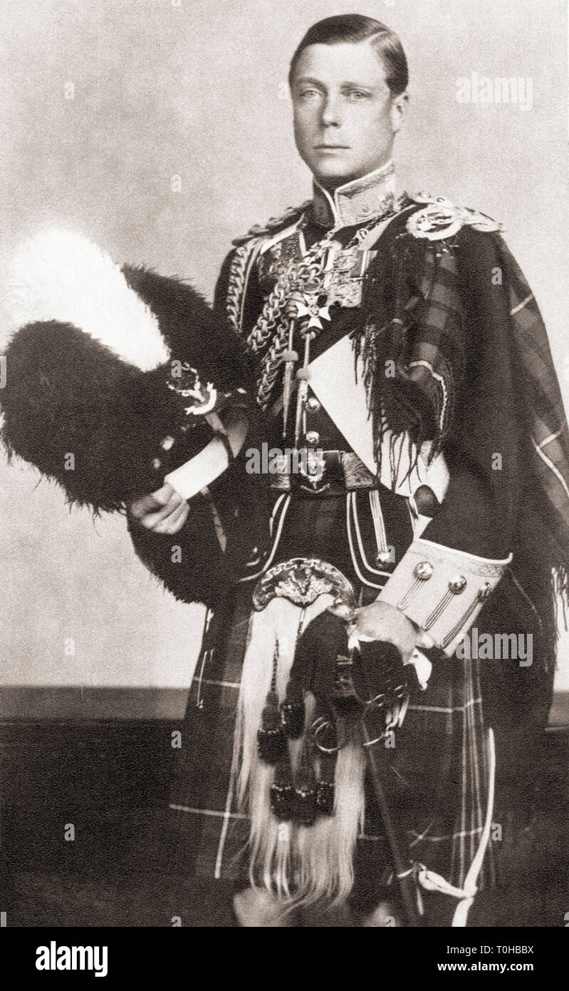 Altes Vintage-Foto von Edward VIII - Edward VIII, Herzog von Windsor, König des Vereinigten Königreichs und Dominion des Britischen Reiches und Kaiser von Indien vom 20. Januar 1936 Stockfoto