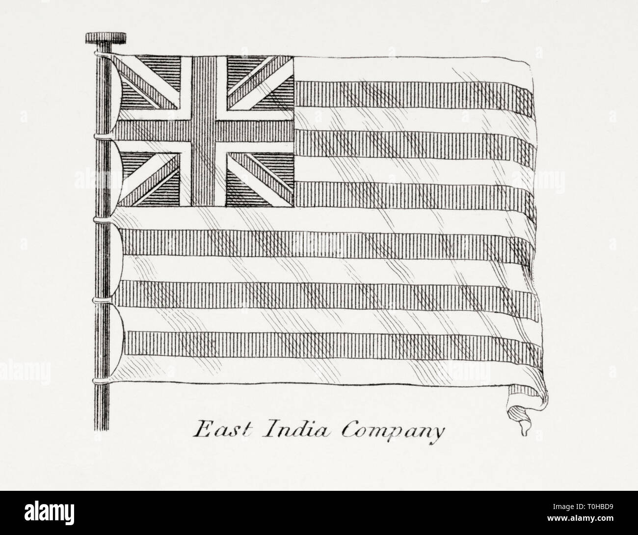 East India Company Flagge alte alte alte 1800er Flagge Stockfoto