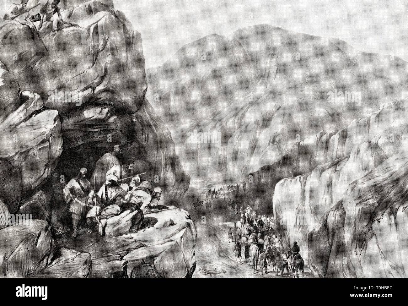 Die britischen Truppen traverse Sir ich Khajur in Bolan Pass im Jahr 1839 Stockfoto
