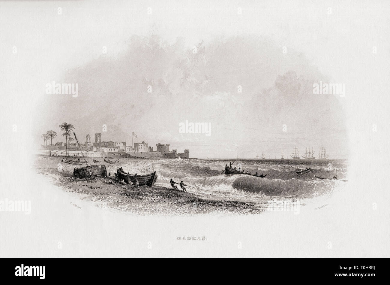 Madras, Indien, Kupferstich von C Cousen nach T Allom Stockfoto